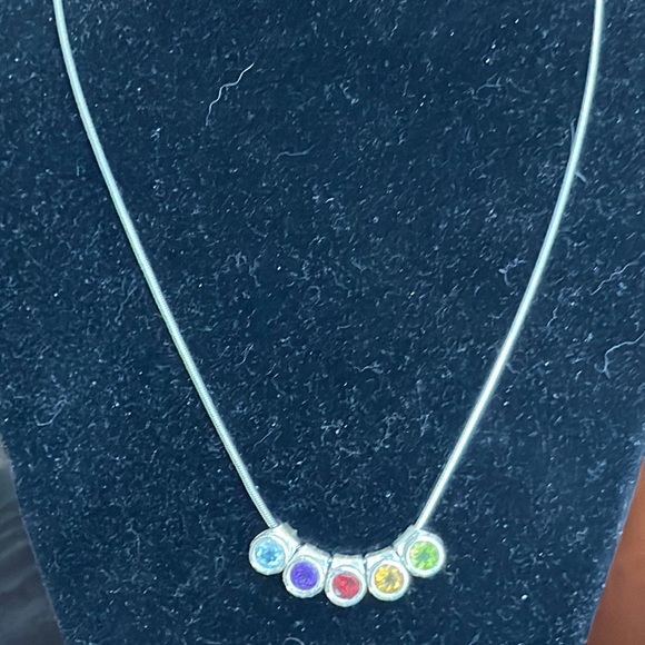 Sterling Silver Italian Necklace with Gemstones - Picture 9 of 12